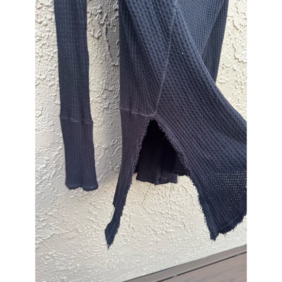Free People Long Sleeve Raw Hem Black Tunic, S - Picture 4 of 16